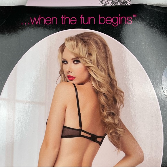 Seven ‘til Midnight Black Merrywidow Set One Size butterfly thong lingerie NIB - Picture 6 of 9